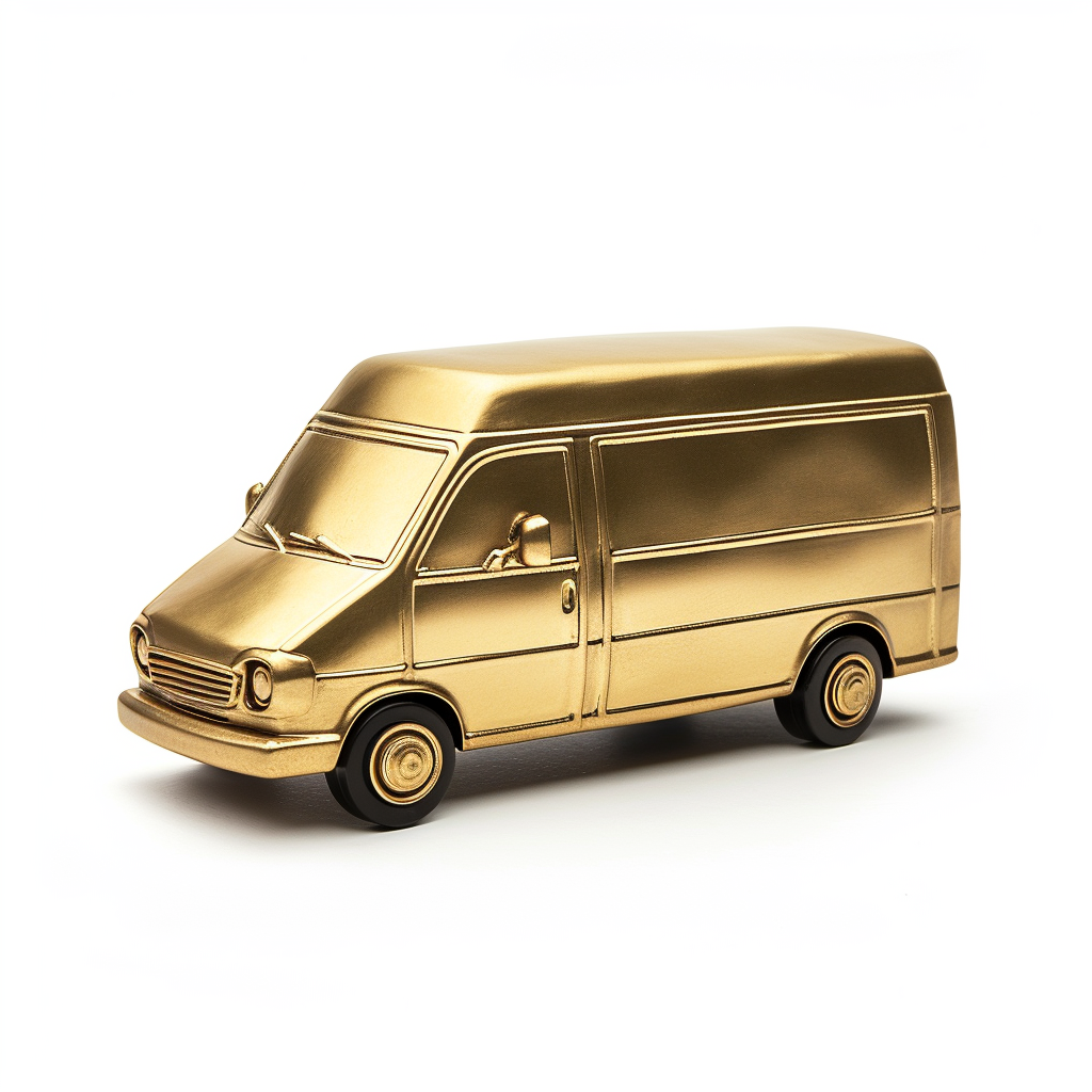 Golden Delivery Van Trophy White Background