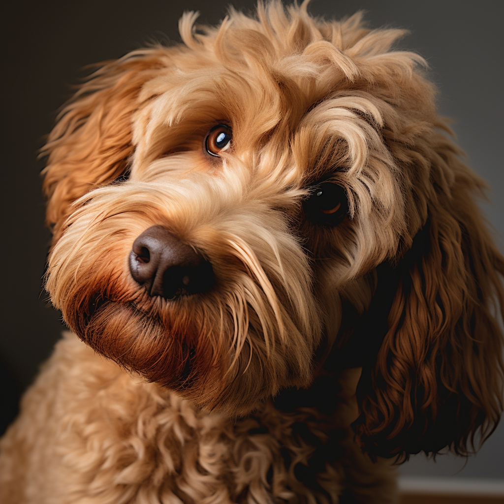 Side eye from golden doodle dog