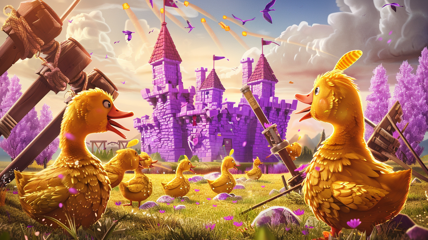 Ducks Trebuchets Purple Castles Field