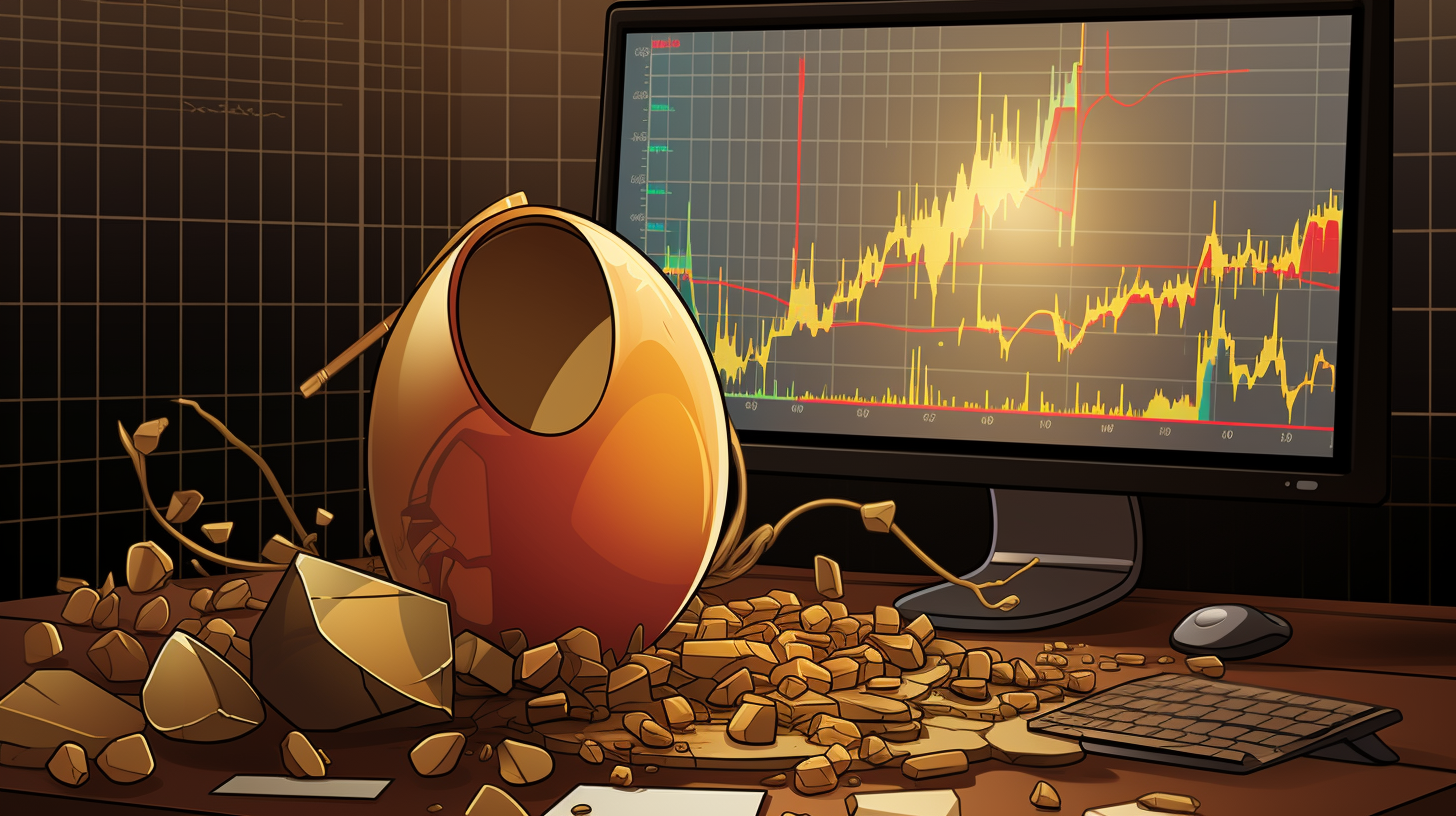 Cartoon Golden Egg on Trading Desk