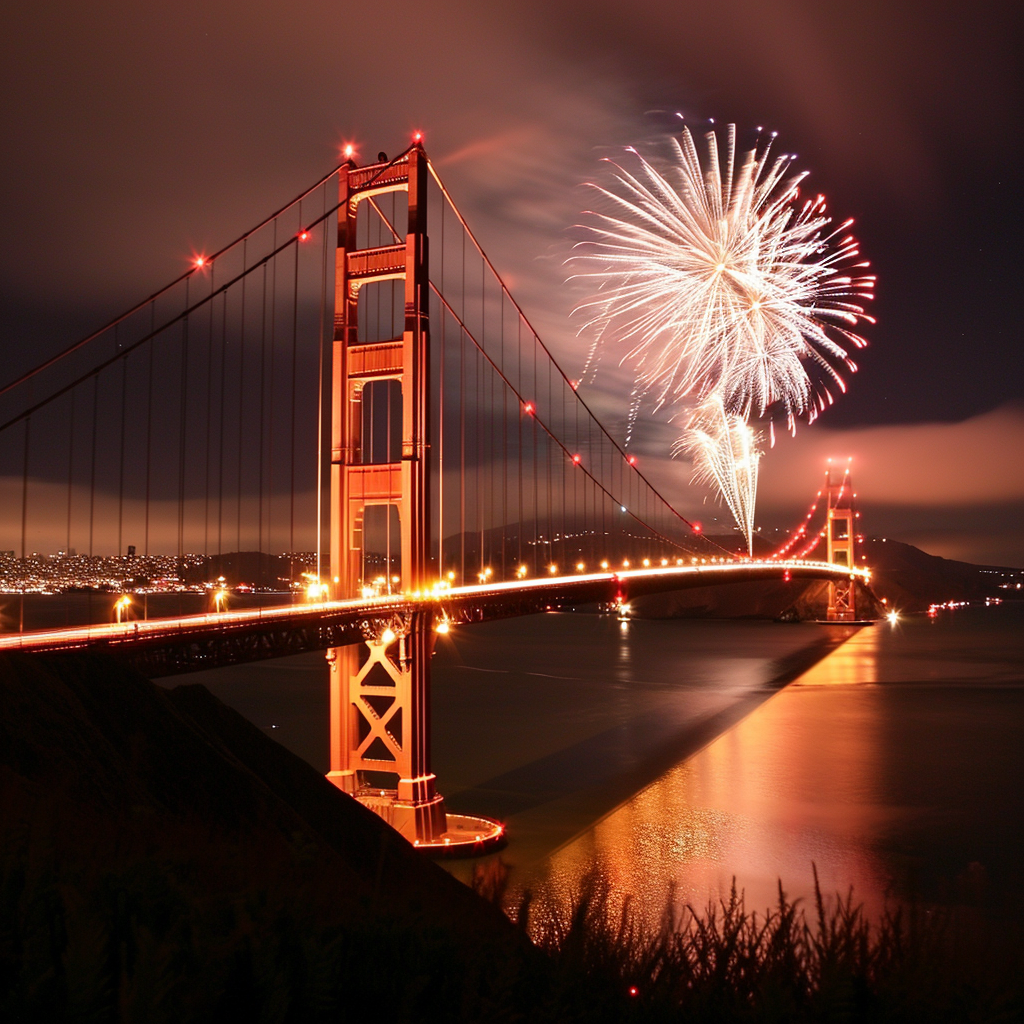 Golden Gate Bridge fireworks celebration