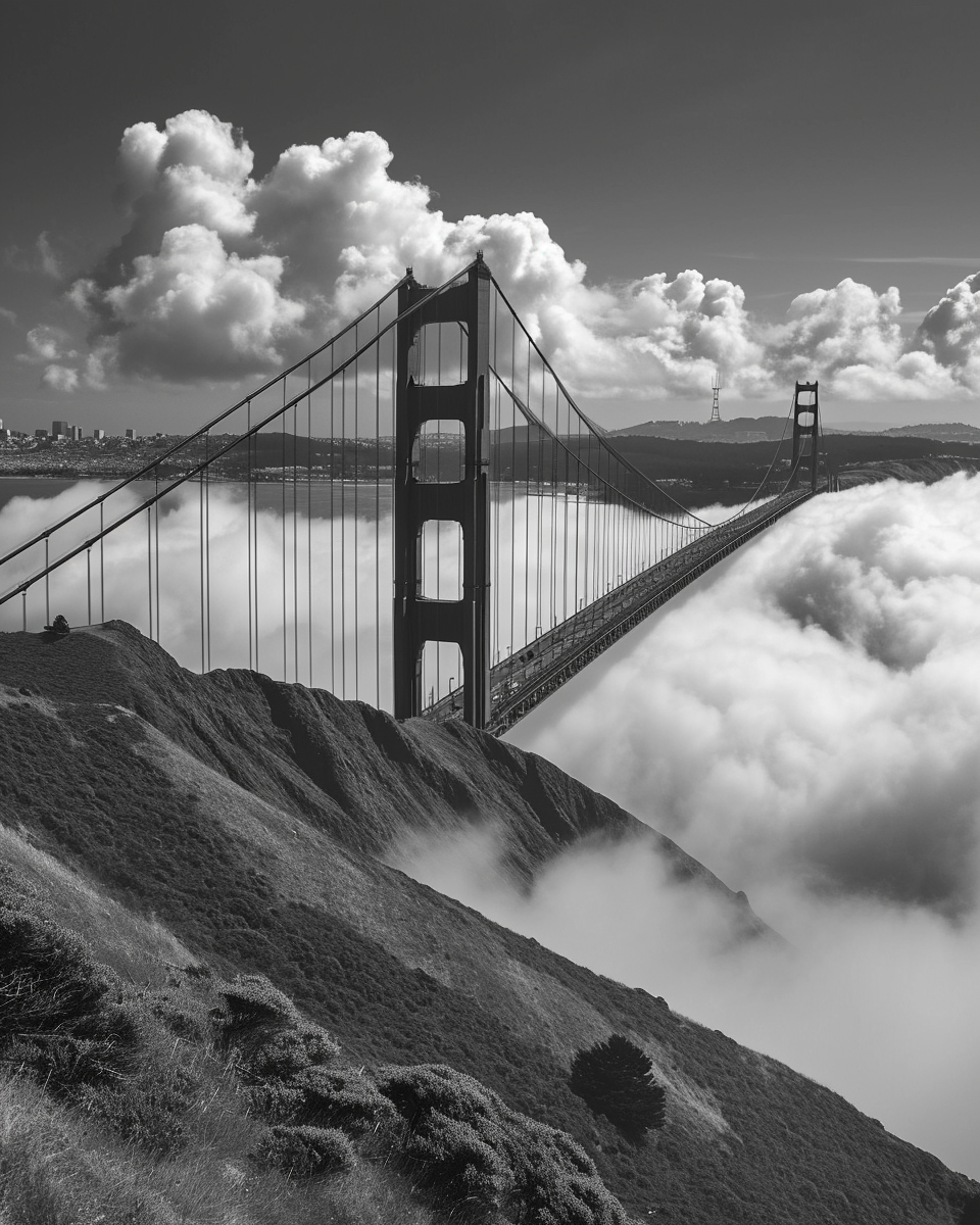 Golden Gate Bridge San Francisco Black White