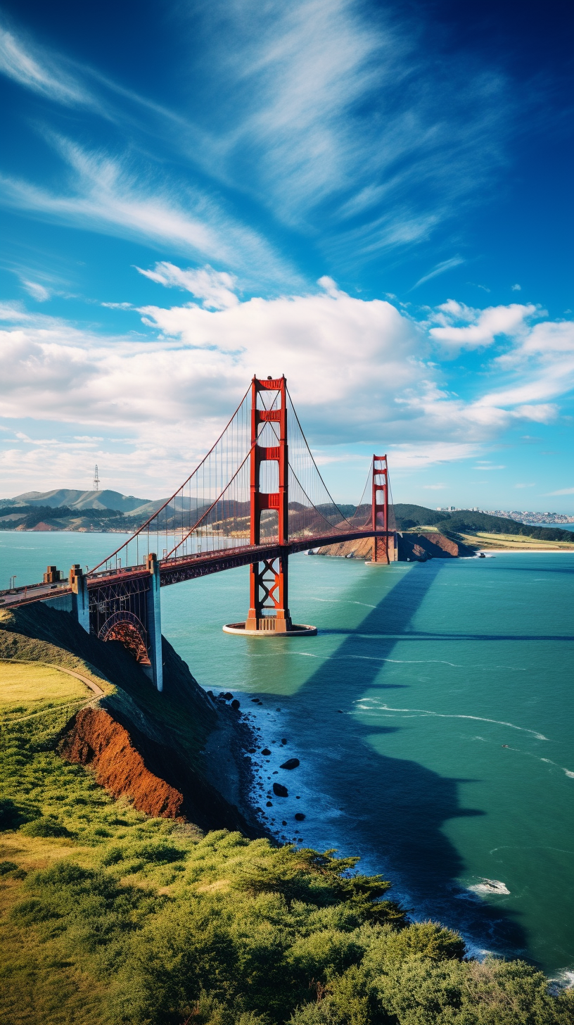 Golden Gate scenic view with bright sky and beautiful nature