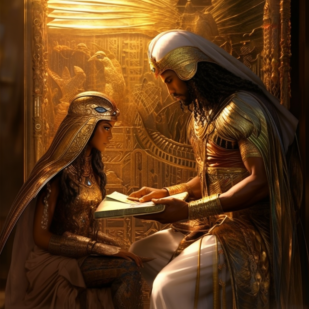 Egyptian maiden with golden hair and shining eyes