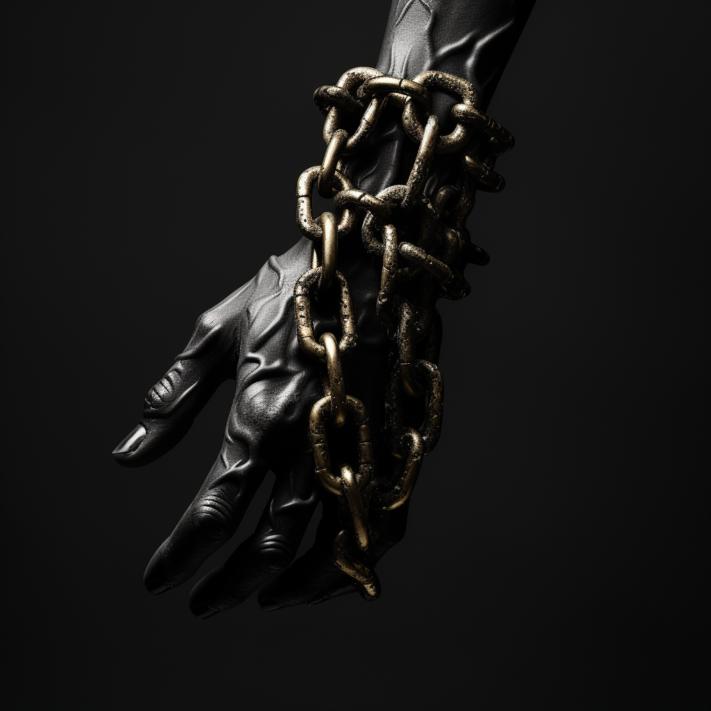 Beautiful golden hand sculpture with chain