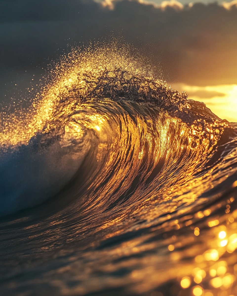 Golden wave with shining light