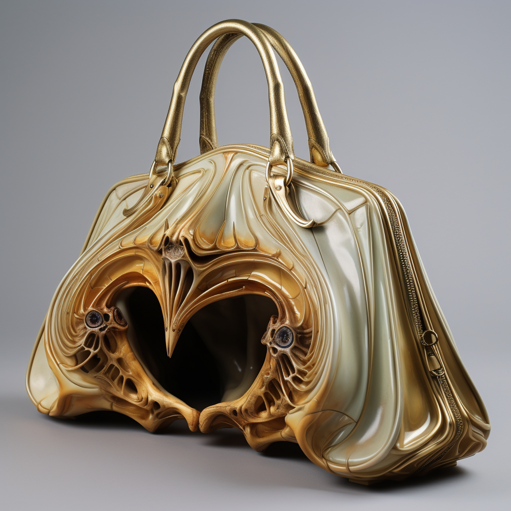 Stylish gold metal basket V-shaped bag