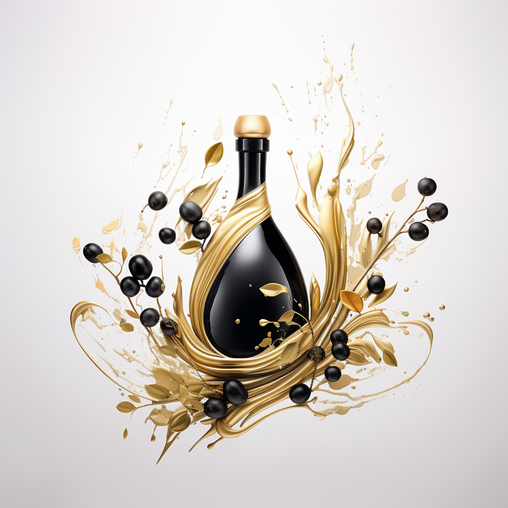 Artistic depiction of golden olive oil