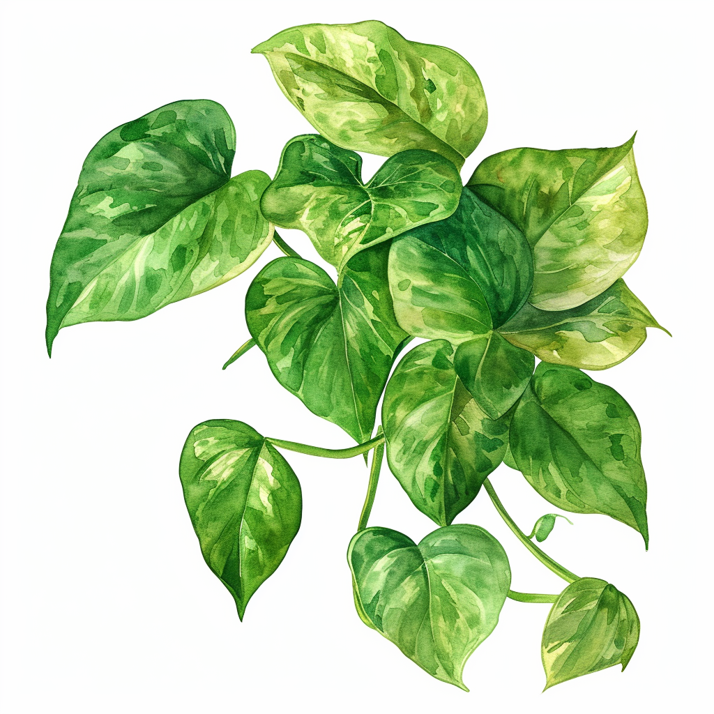 Golden Pothos Watercolor Illustration