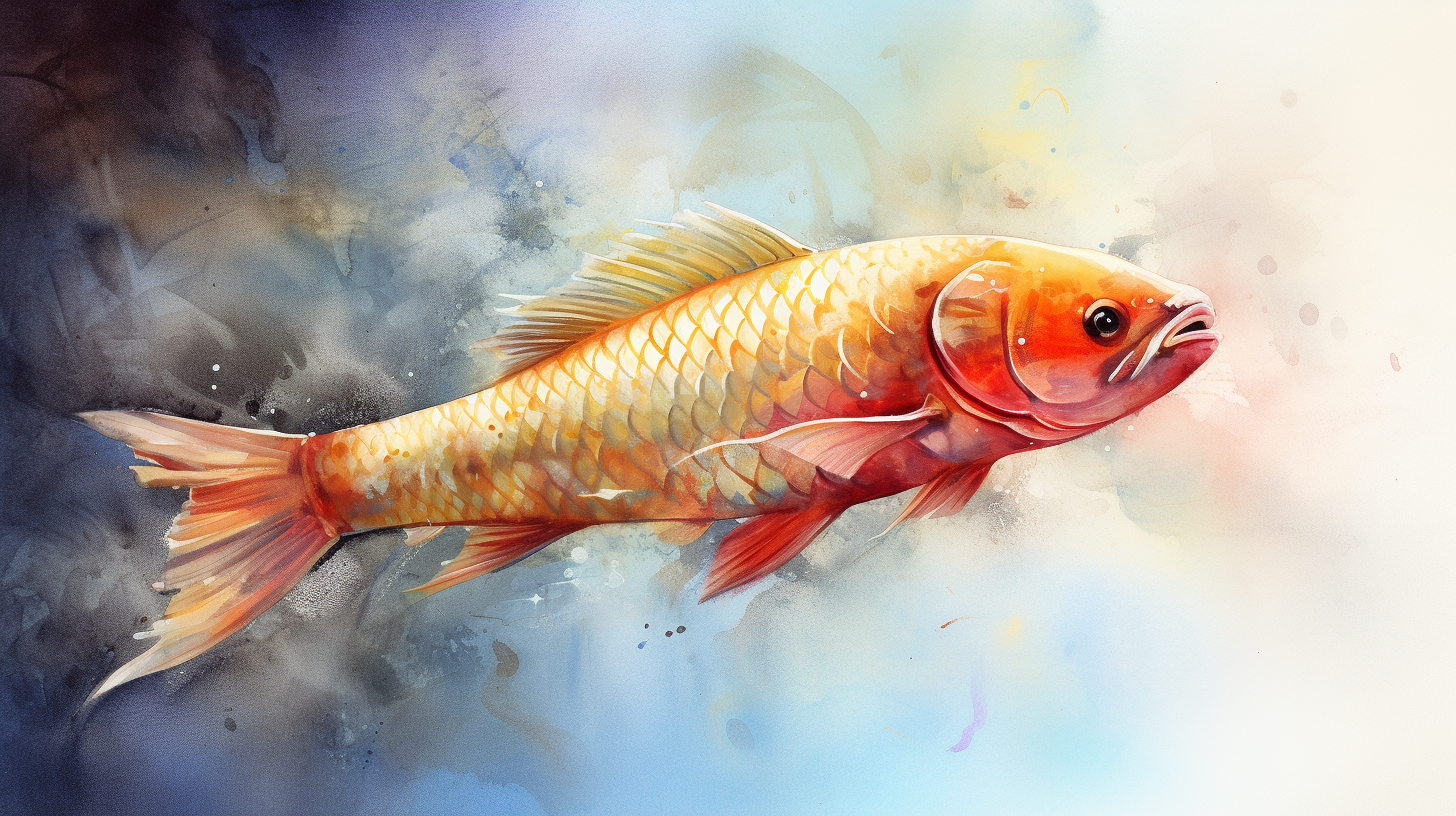 Beautiful golden red asiatic arowana fish swimming