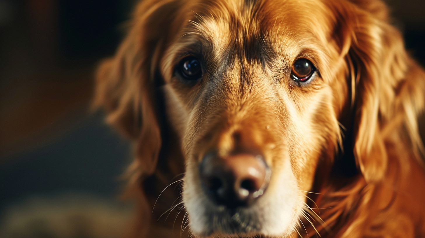 Closeup portrait of a golden retriever