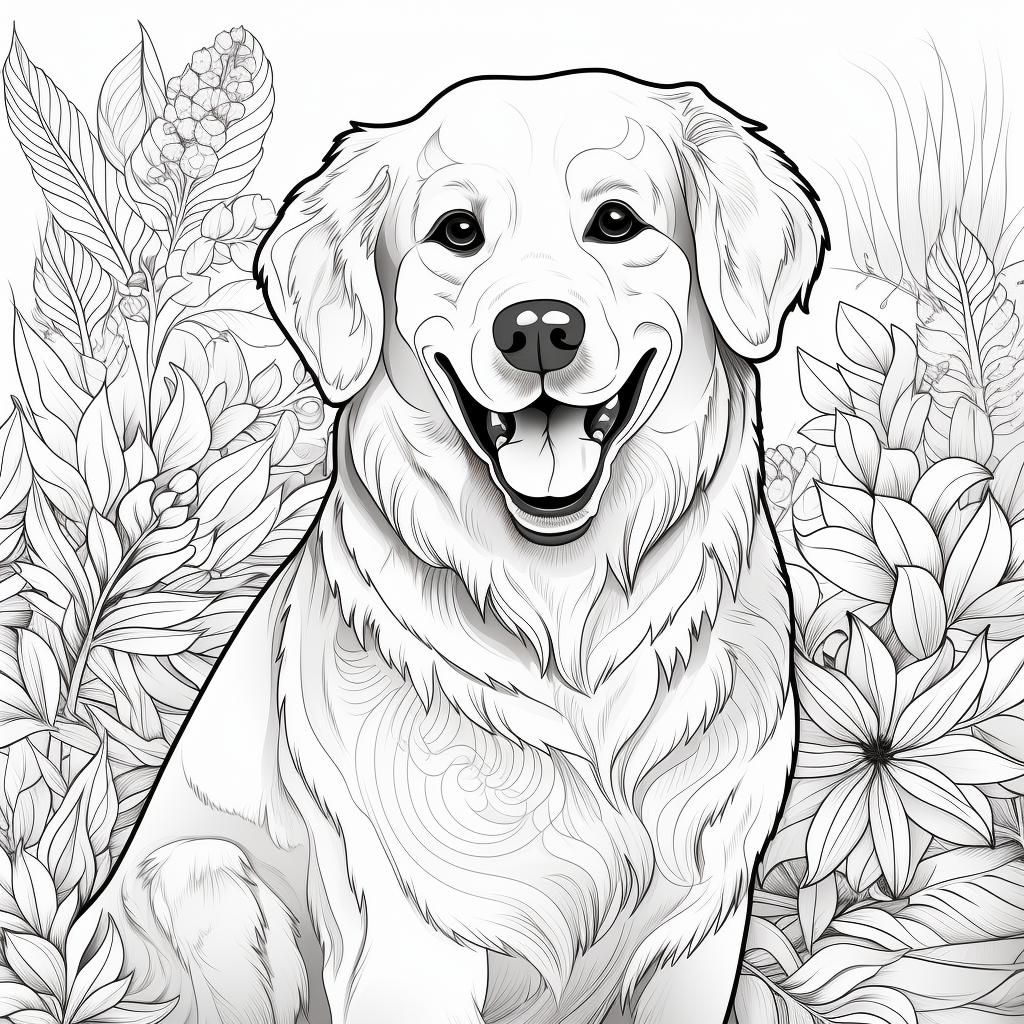 Cute Golden Retriever Coloring Page