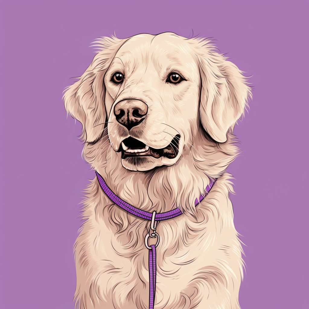 Golden Retriever with Lilac Purple Rope Leash