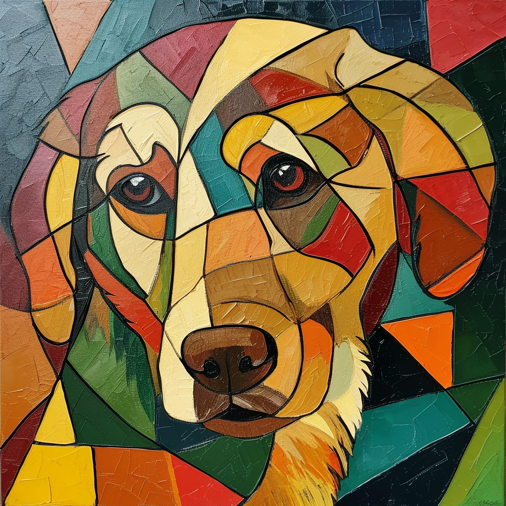 Abstract Picasso-style Golden Retriever Painting