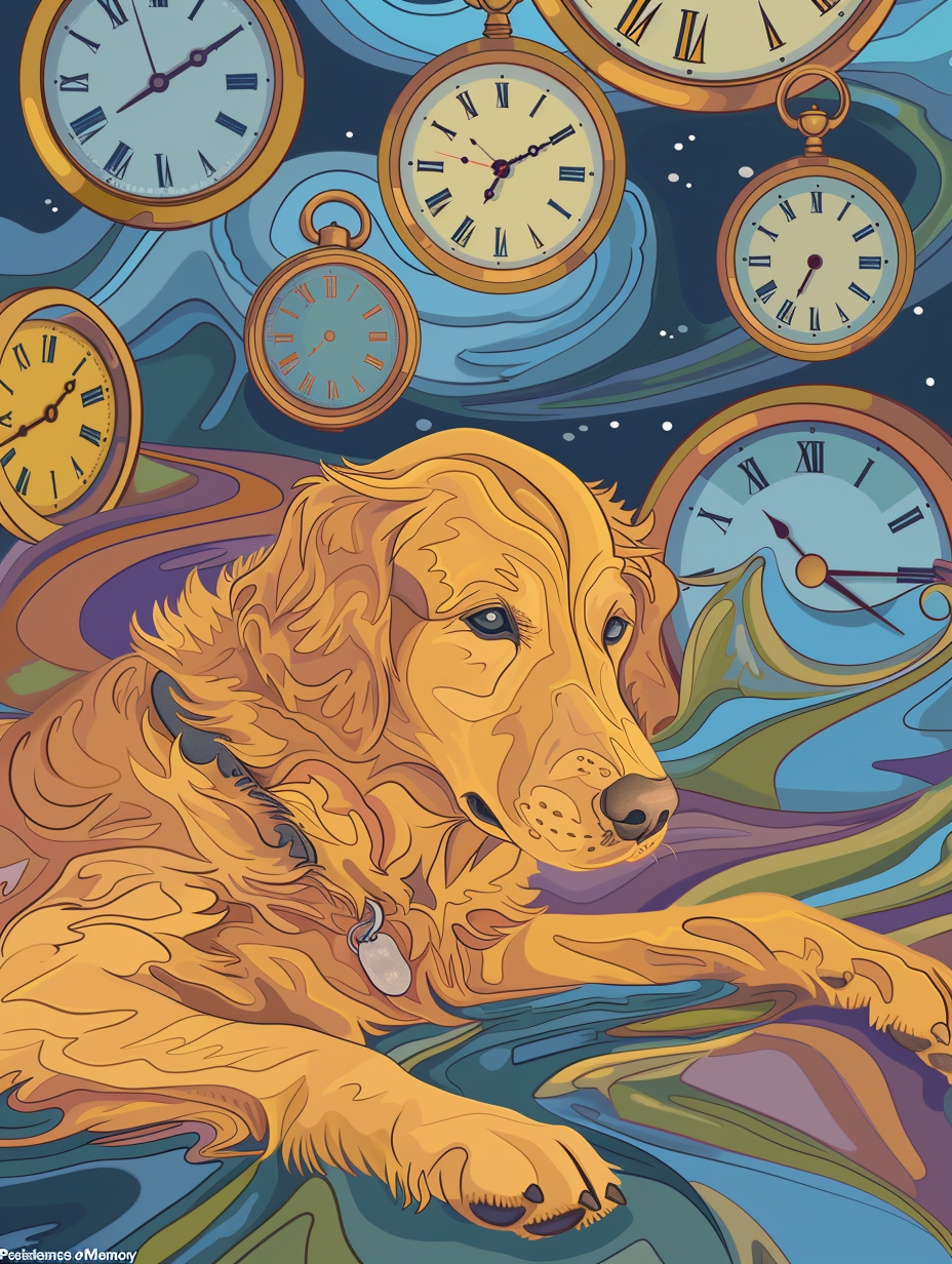 Golden Retriever in Surreal Landscape Colorbook