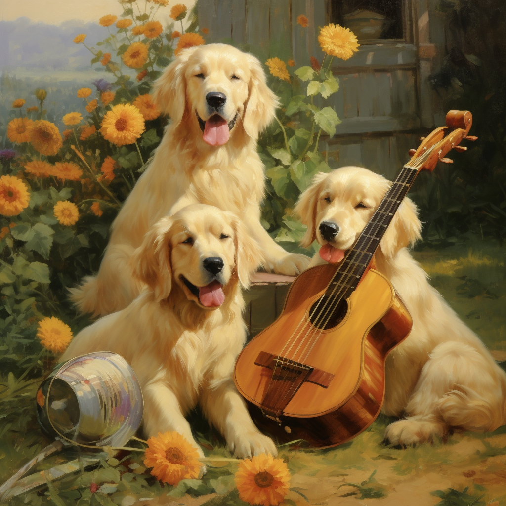 Serene English Creme Golden Retrievers in nature