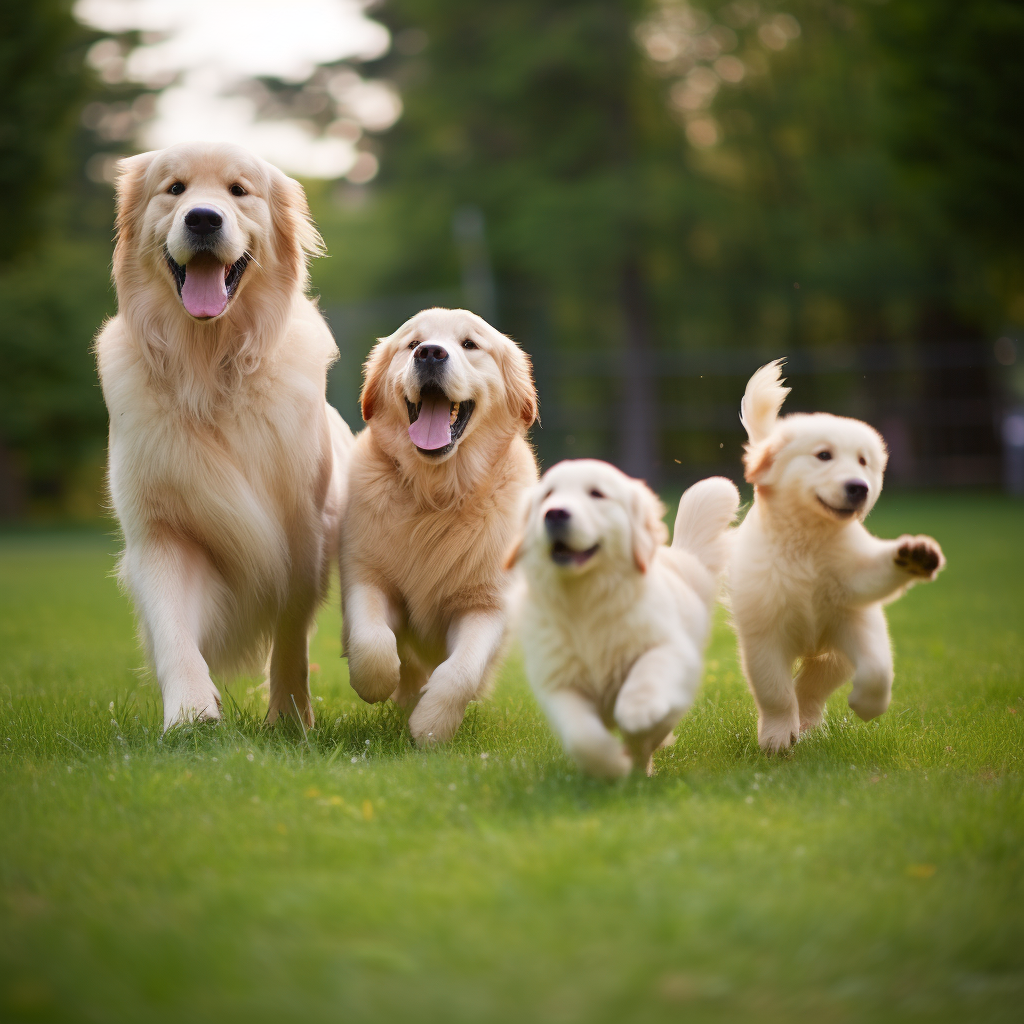 Playful English Creme Golden Retrievers with Families