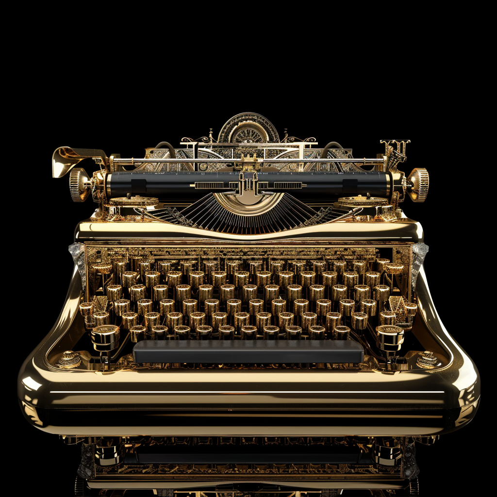 Beautiful golden retrofuturist typewriter