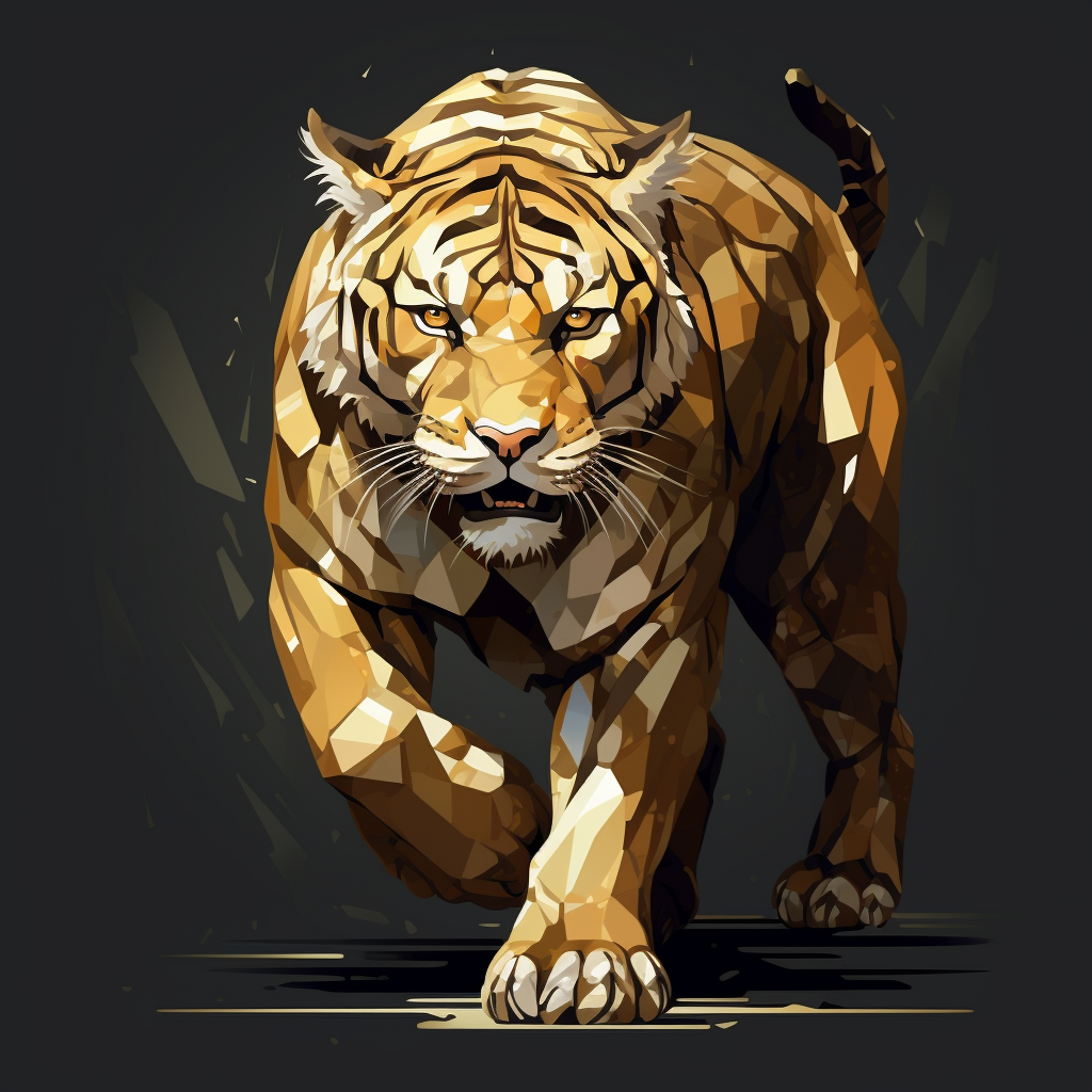 Golden Sabertooth Tiger Flat Art