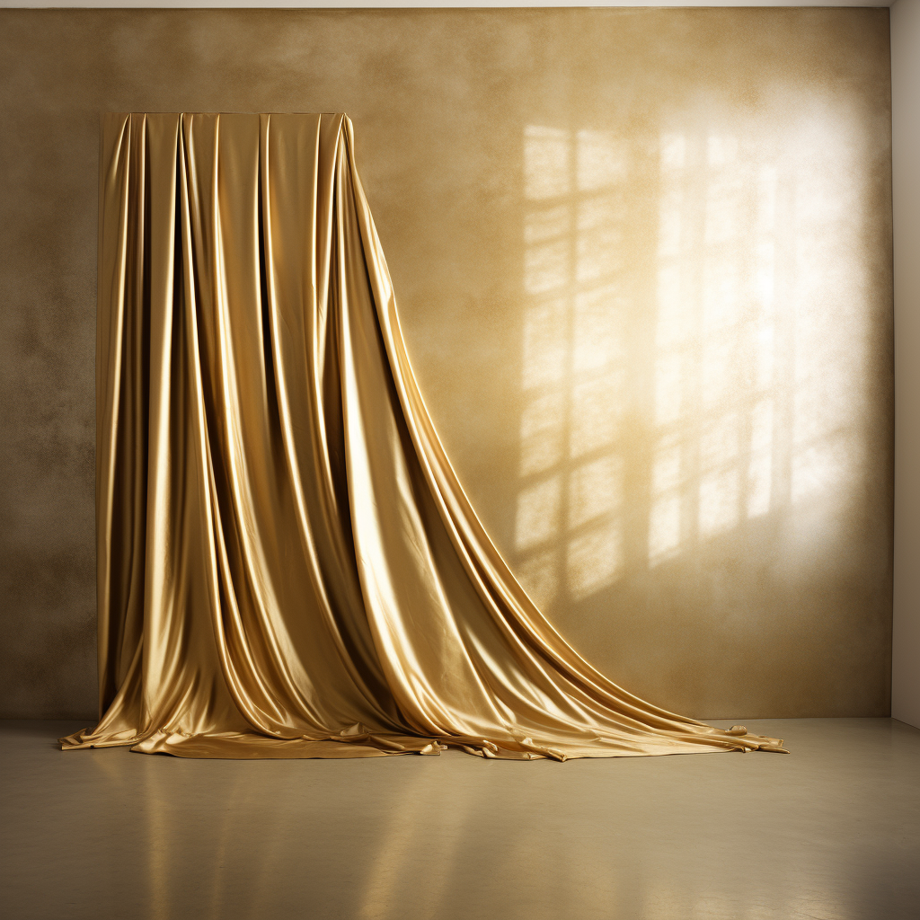 Golden Shining Fabric Drape on Wall