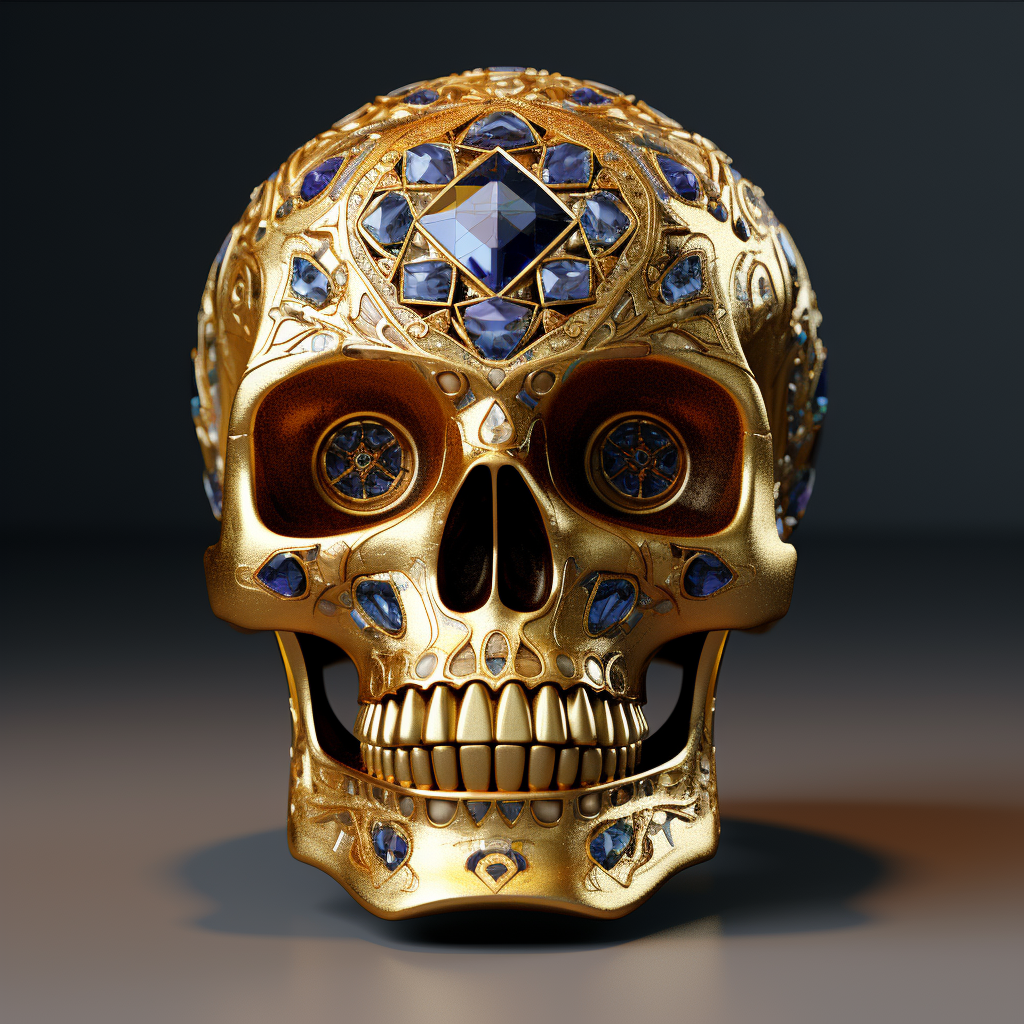 Golden skull idol with gem eyes