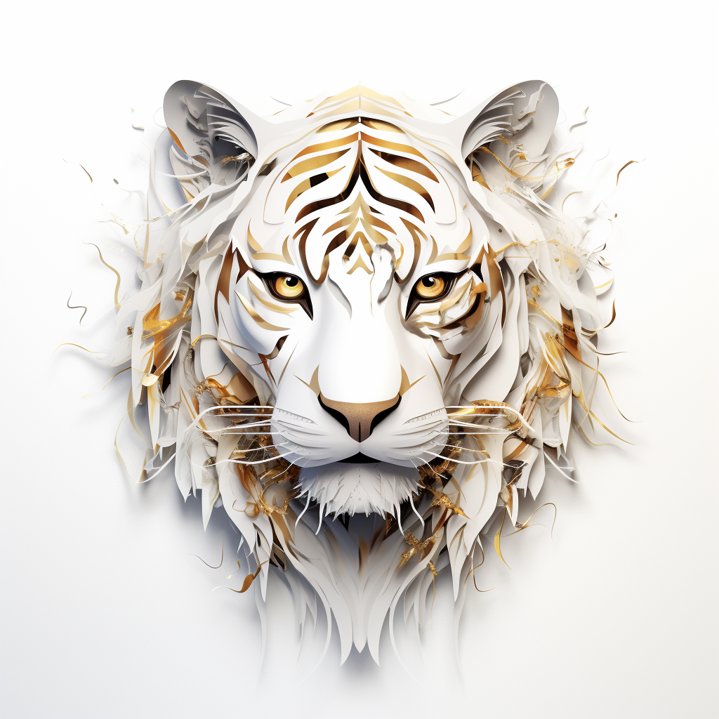 Golden Tiger on White Background