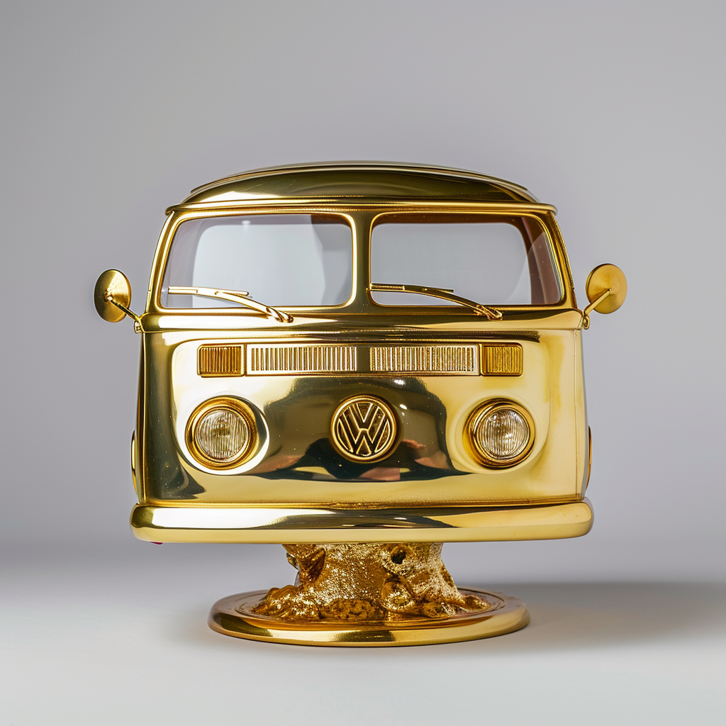 Golden Van Trophy on White Background