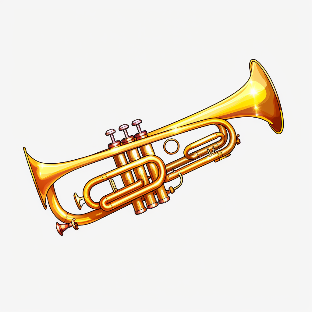 Golden Victory Trumpet Cartoon Style