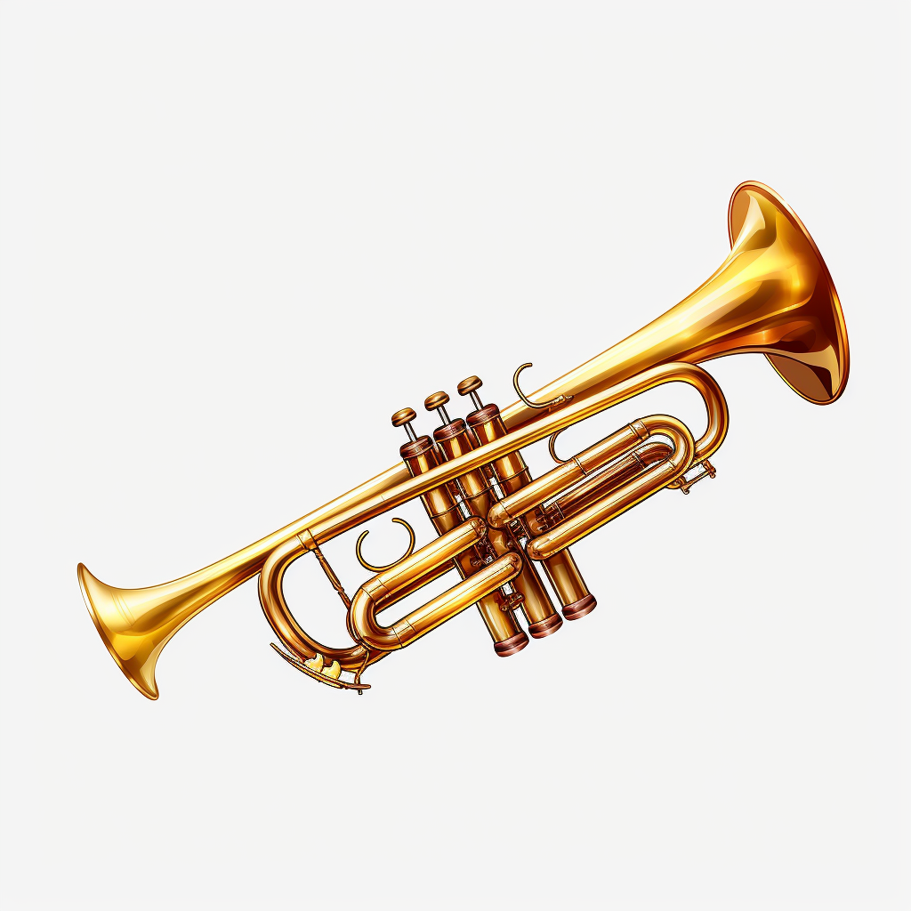 Golden victory trumpet on transparent background