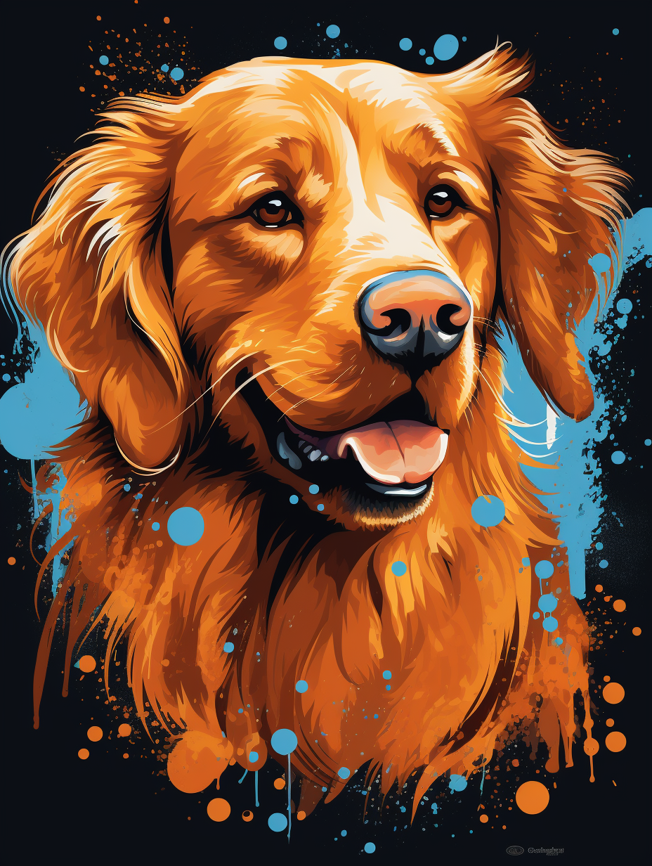 Golden Retriever Splash Art T-Shirt Design