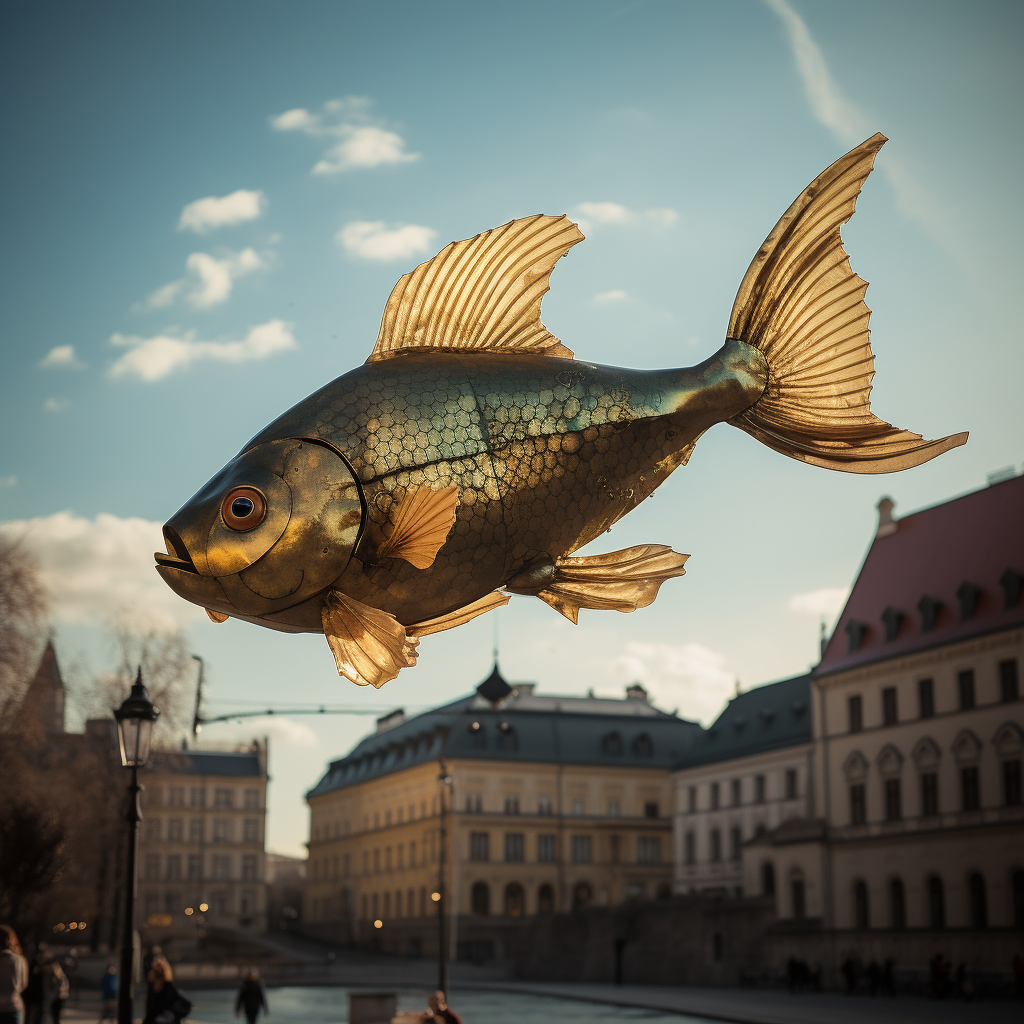 Goldenfish soaring through Budapest's District II