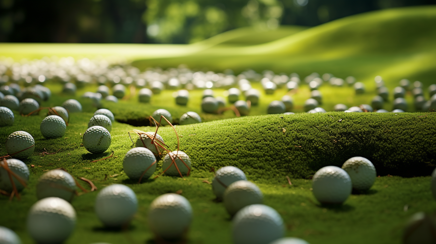 Golf balls on turf ground