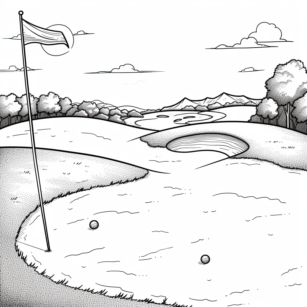 Cartoon Golf Course Illustration