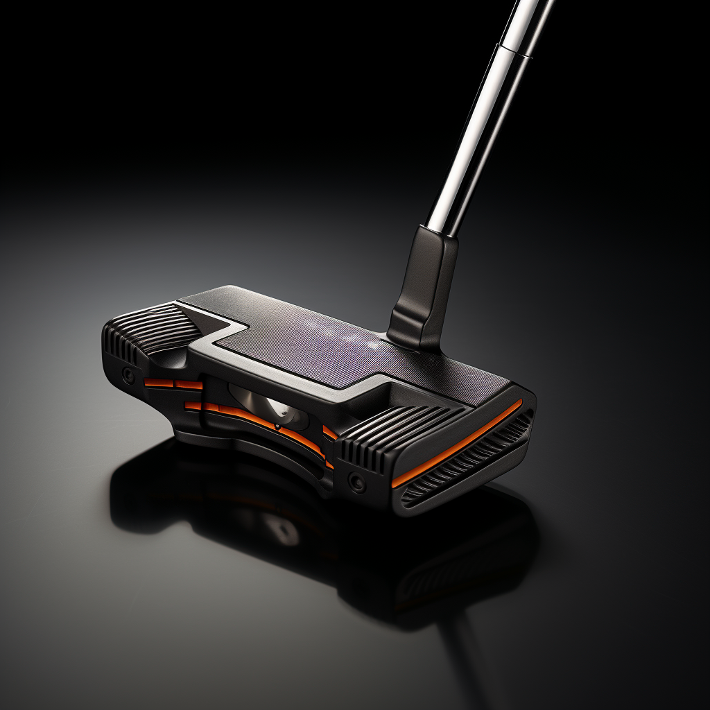 Stylish golf putter on a dark background