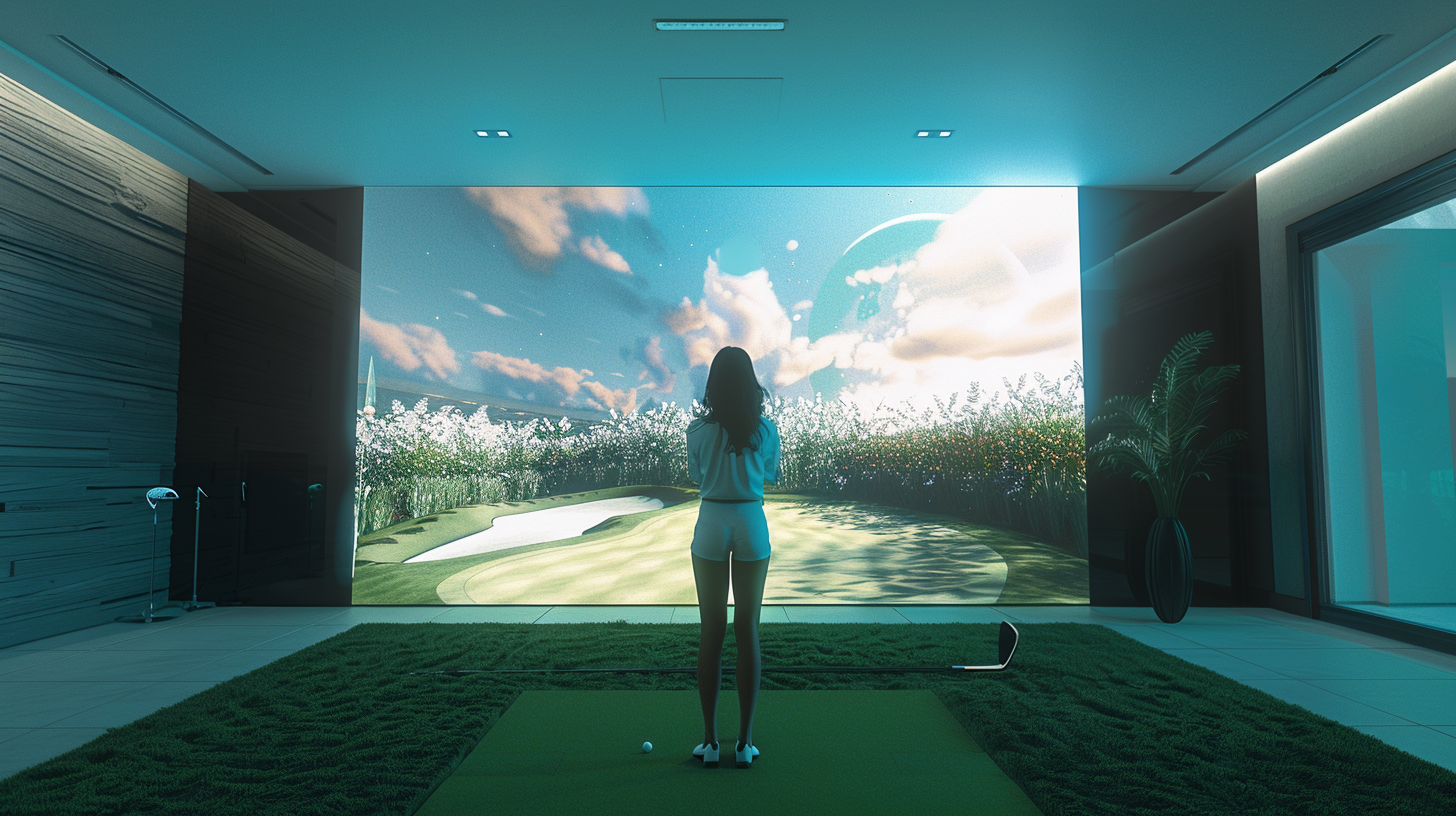 Female Golfer in Virtual Golf Course