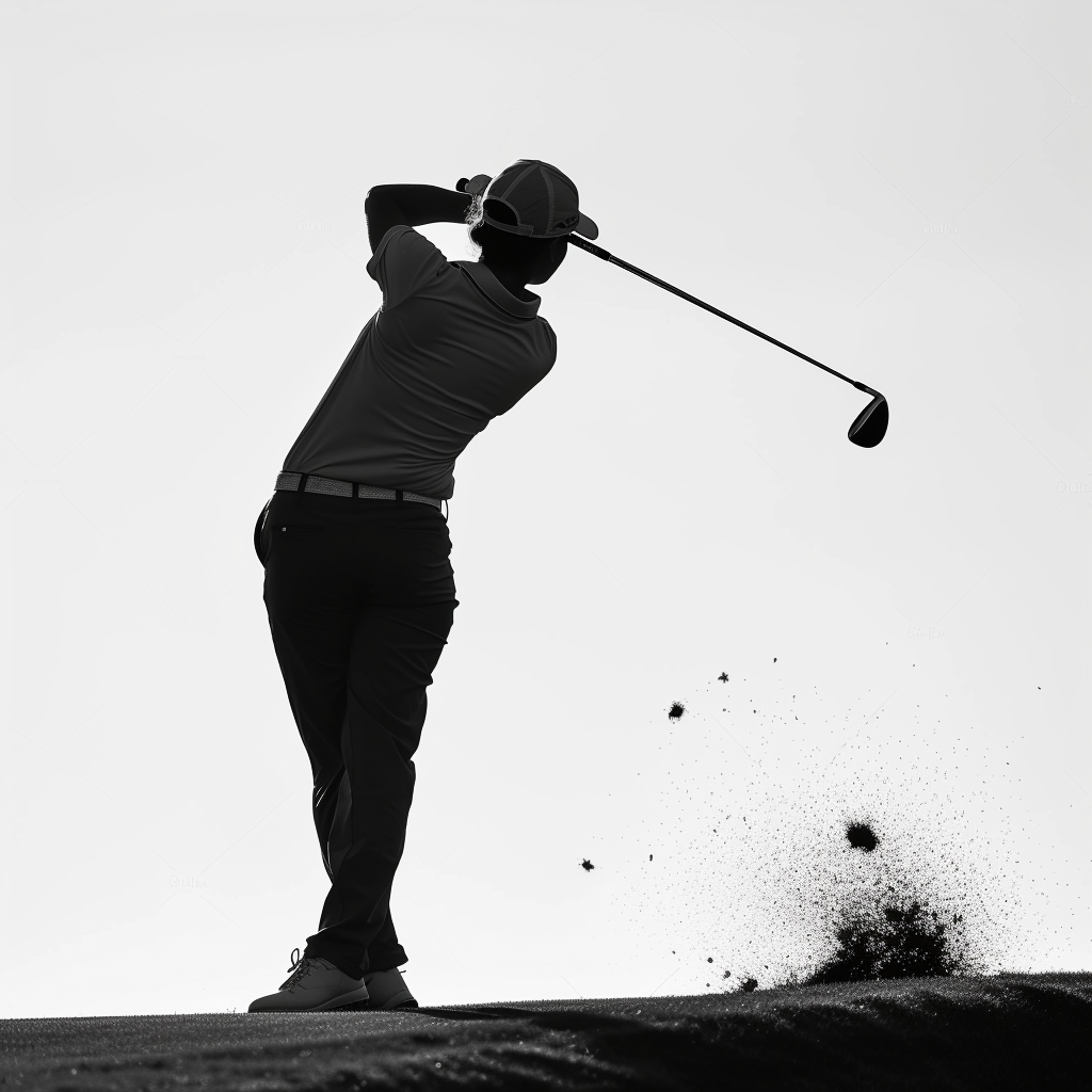 Golf Swing Silhouette White Background