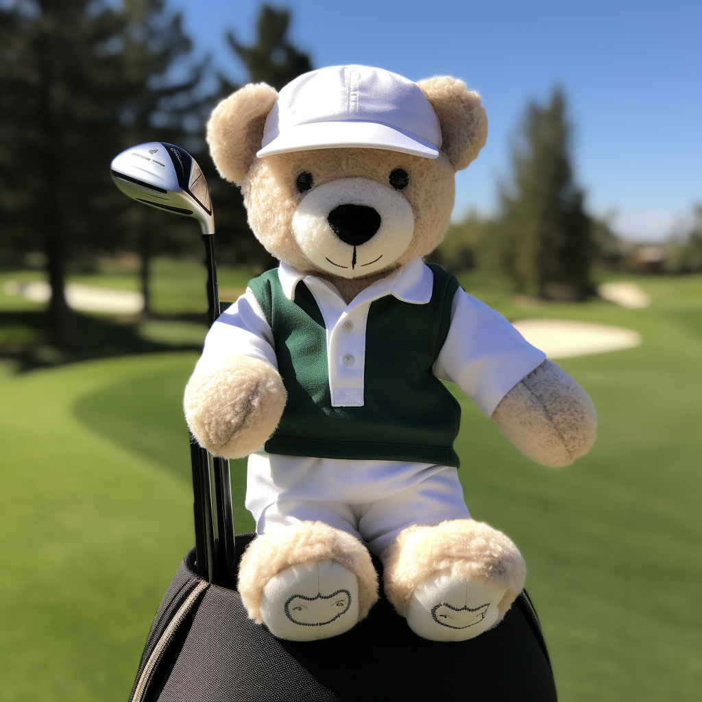 Adorable golf swing teddy bear