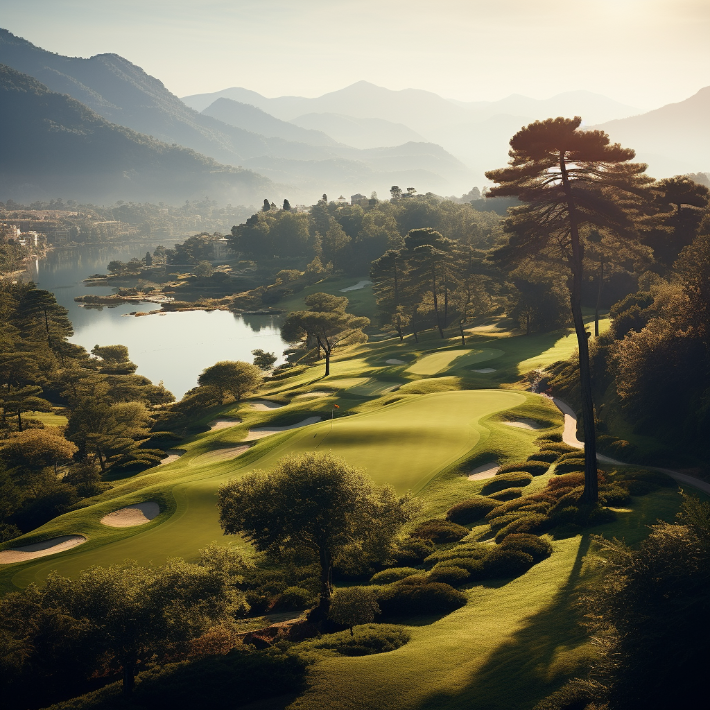 Golf Course Overlooking Lake Como in Shinnecock Hills Style