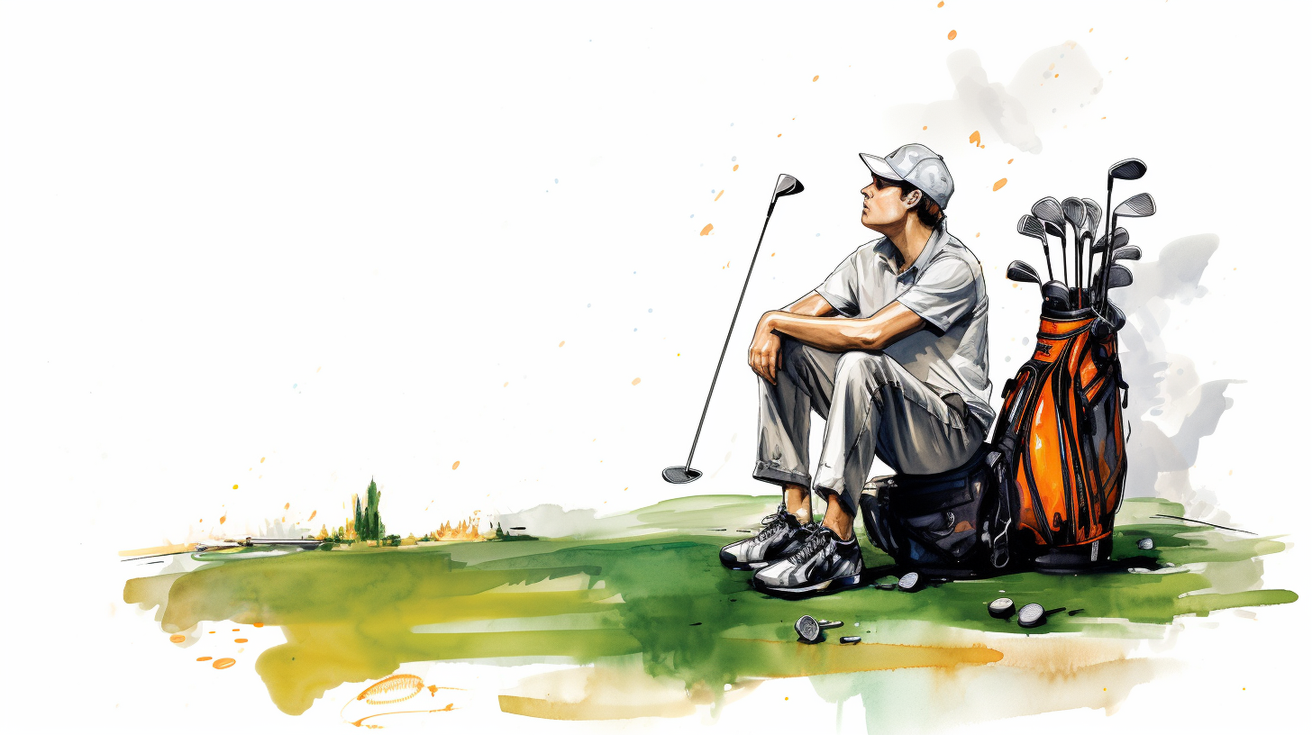 Thoughtful golfer pondering on the course