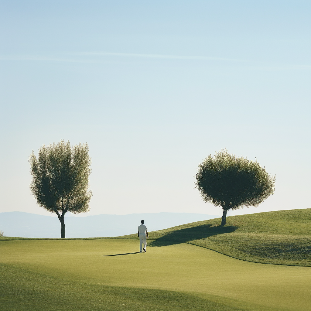 Golfer walking on Italian golf course