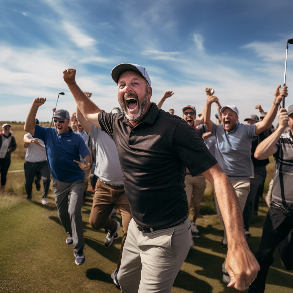 Group of Golf Fans Cheering Happily