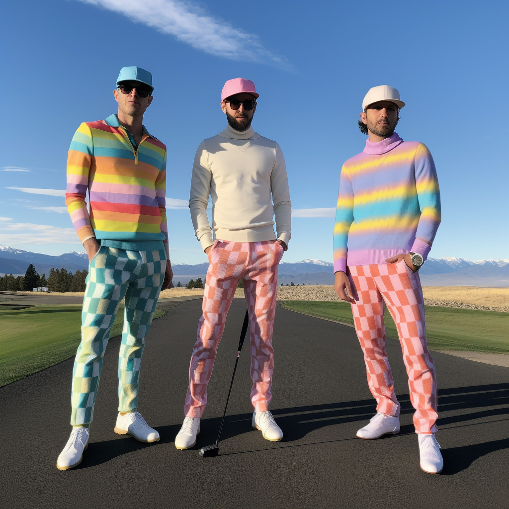 Fashionable golfers in chic Missoni-inspired attire