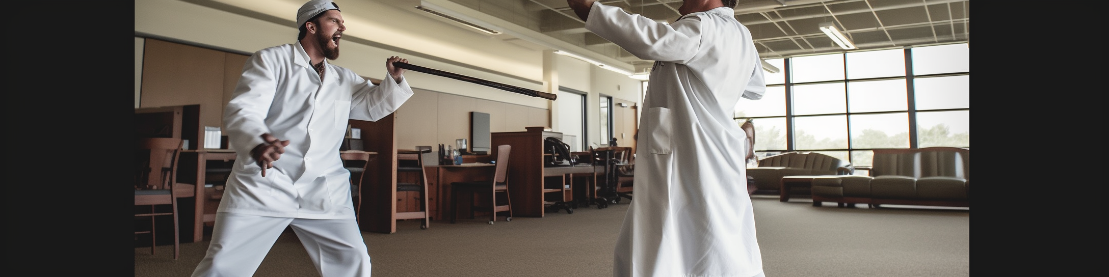 Man in Golf Clothes Arguing with Scientist