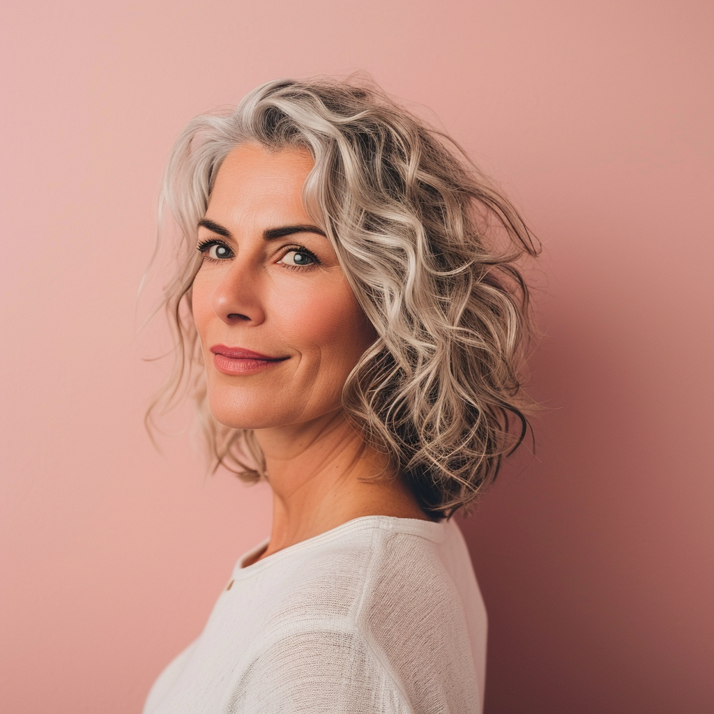 Elegant 40-Year-Old on Pastel Background