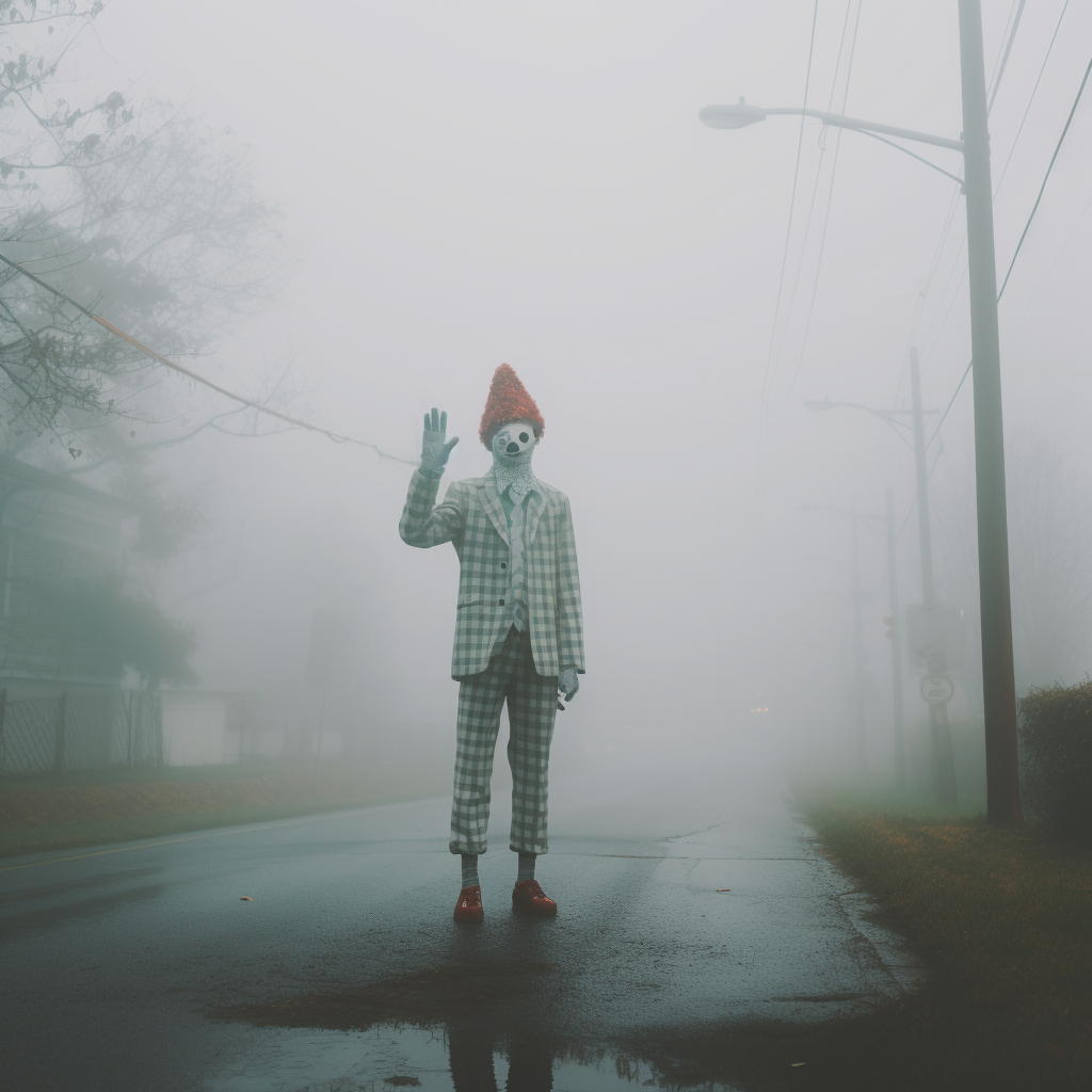 A goofy person in the fog