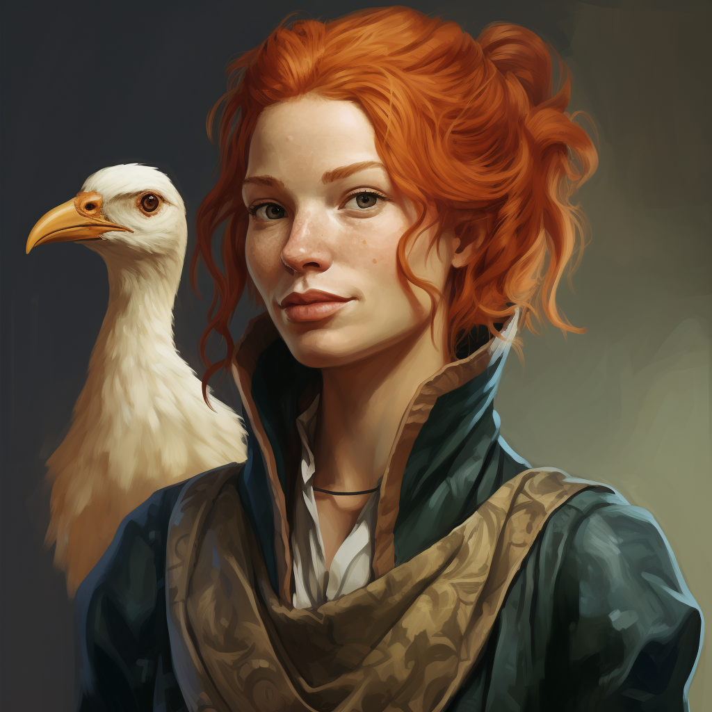 Female druid with silly goose theme