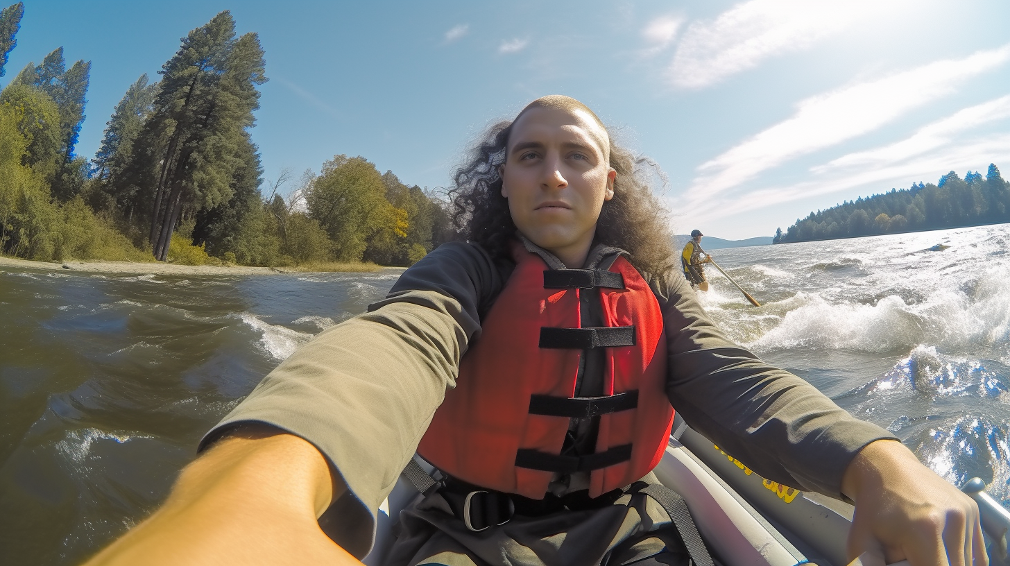 George Washington crossing the Rubicon river in a boat