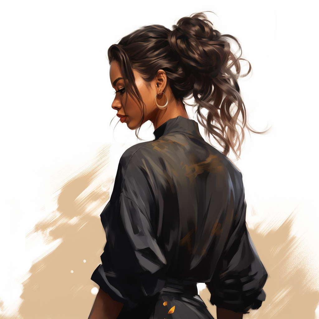 Stylish Black Woman with Messy Bun