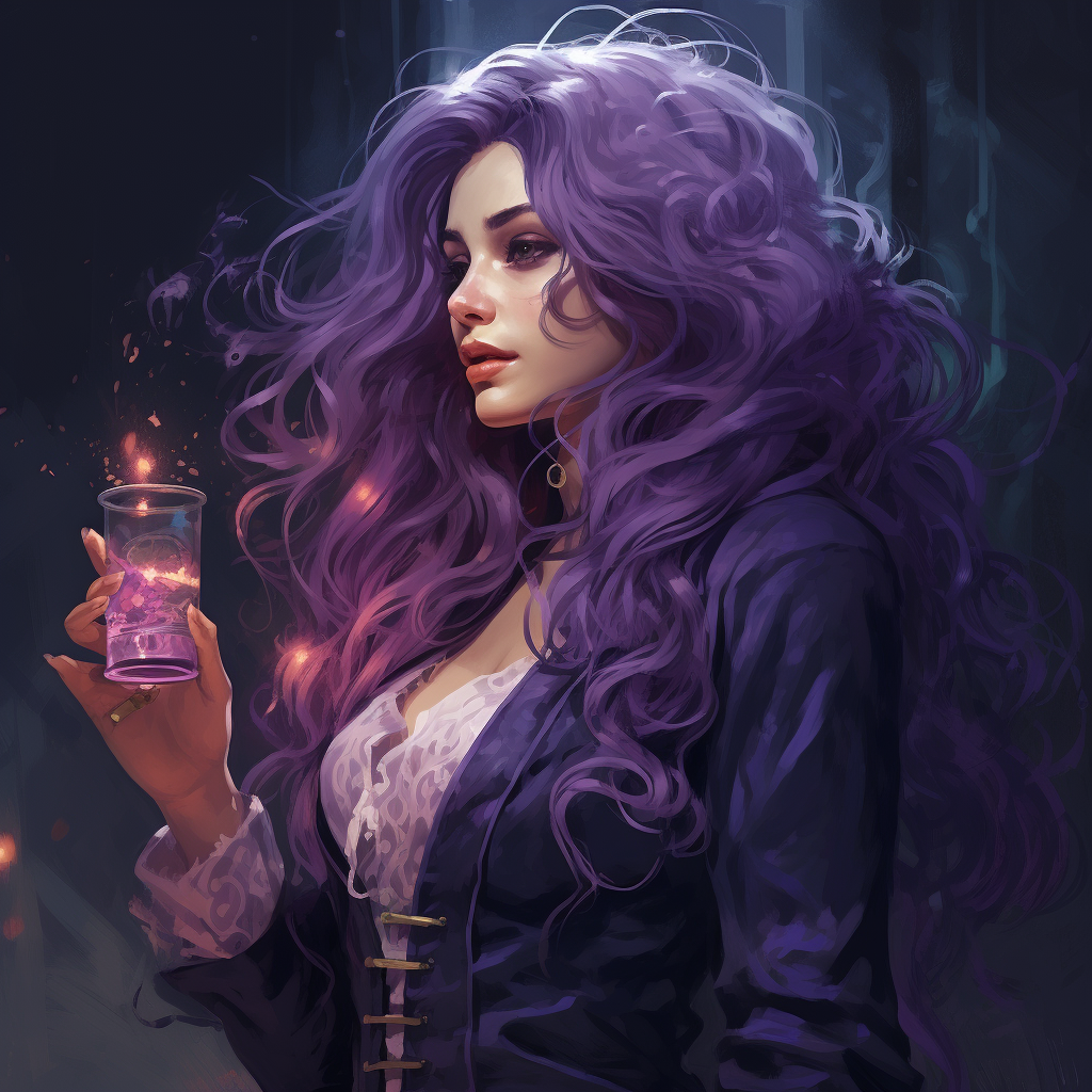 Mystical magician with long violet hair