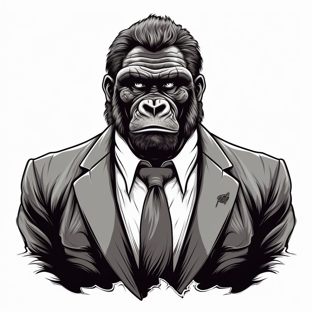 Gorilla in black suit illustration